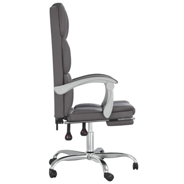 vidaXL Reclining Office Chair Gray Faux Leather - Image 4