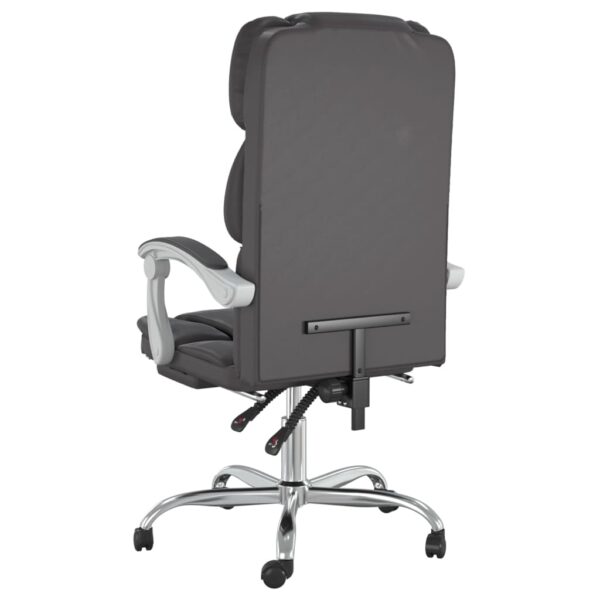 vidaXL Reclining Office Chair Gray Faux Leather - Image 5