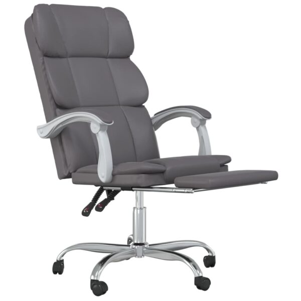 vidaXL Reclining Office Chair Gray Faux Leather - Image 6