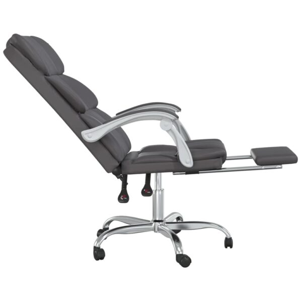 vidaXL Reclining Office Chair Gray Faux Leather - Image 7