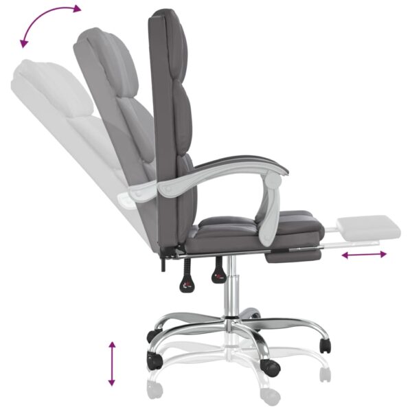 vidaXL Reclining Office Chair Gray Faux Leather - Image 8