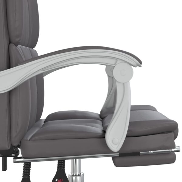 vidaXL Reclining Office Chair Gray Faux Leather - Image 9