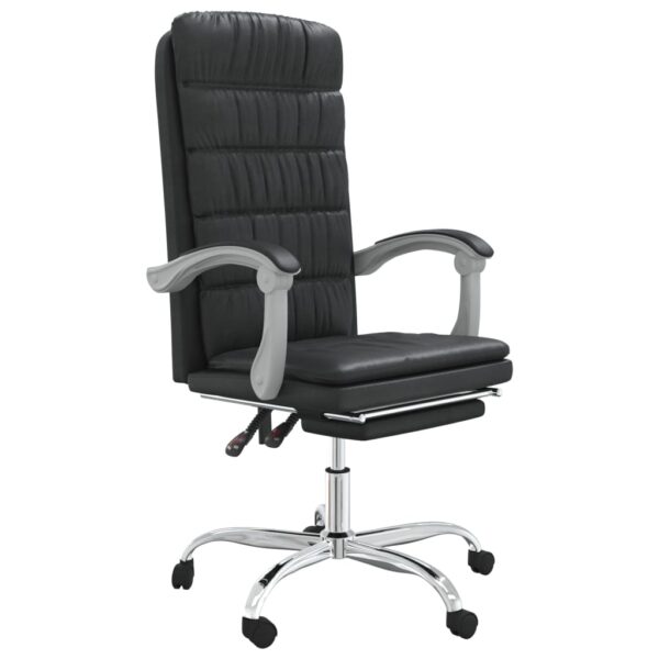 vidaXL Reclining Office Chair Black Faux Leather - Image 2