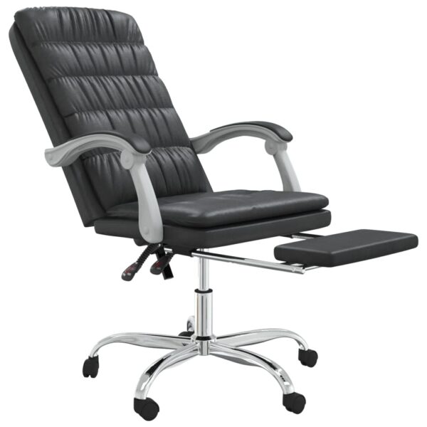 vidaXL Reclining Office Chair Black Faux Leather - Image 6