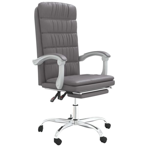 vidaXL Reclining Office Chair Gray Faux Leather - Image 2