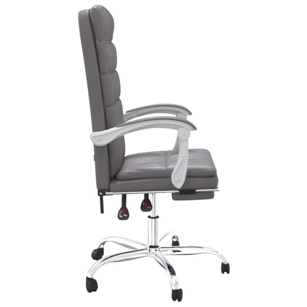 vidaXL Reclining Office Chair Gray Faux Leather - Image 4