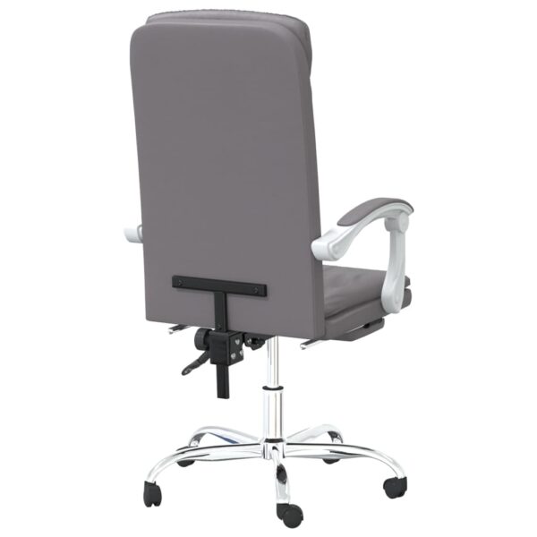 vidaXL Reclining Office Chair Gray Faux Leather - Image 5