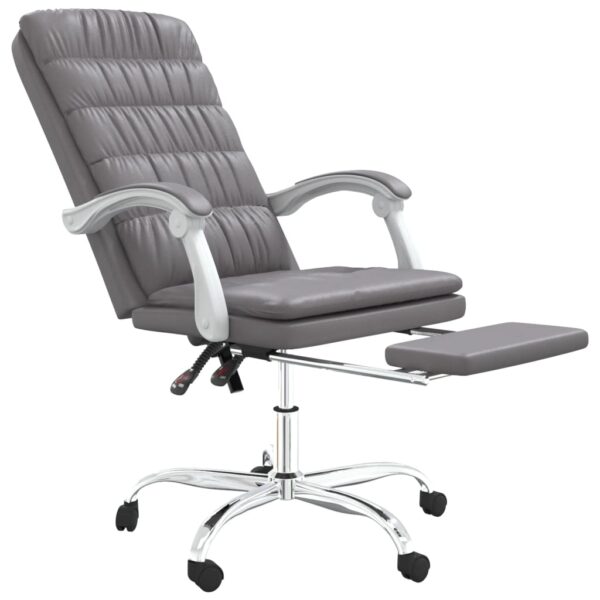 vidaXL Reclining Office Chair Gray Faux Leather - Image 6