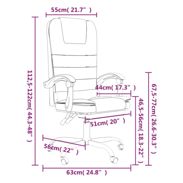 vidaXL Massage Reclining Office Chair Light Gray Fabric - Image 12