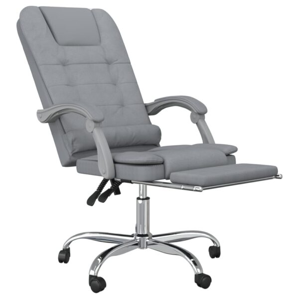 vidaXL Massage Reclining Office Chair Light Gray Fabric - Image 6