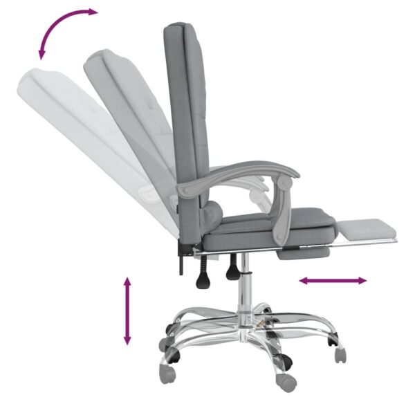 vidaXL Massage Reclining Office Chair Light Gray Fabric - Image 8