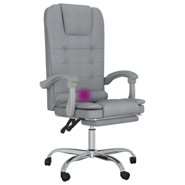 vidaXL Massage Reclining Office Chair Light Gray Fabric - Image 9