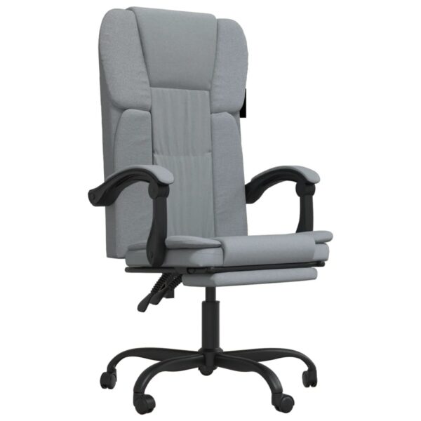 vidaXL Reclining Office Chair Light Gray Fabric - Image 2