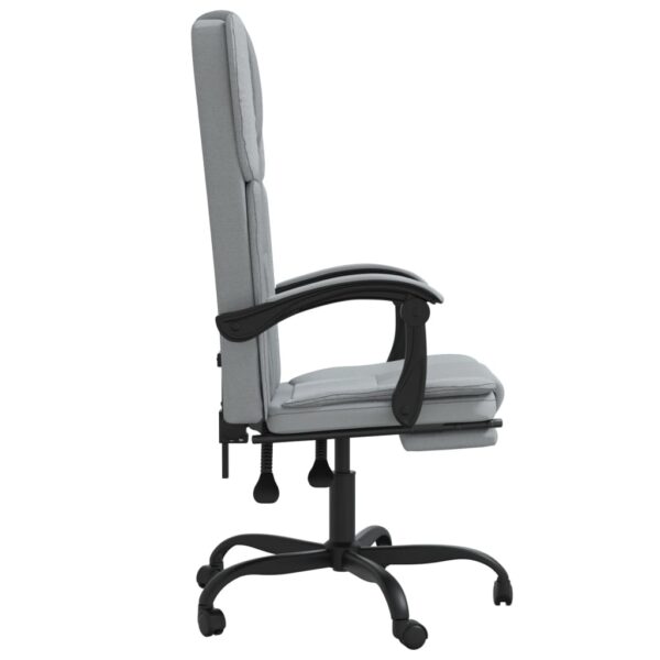 vidaXL Reclining Office Chair Light Gray Fabric - Image 4