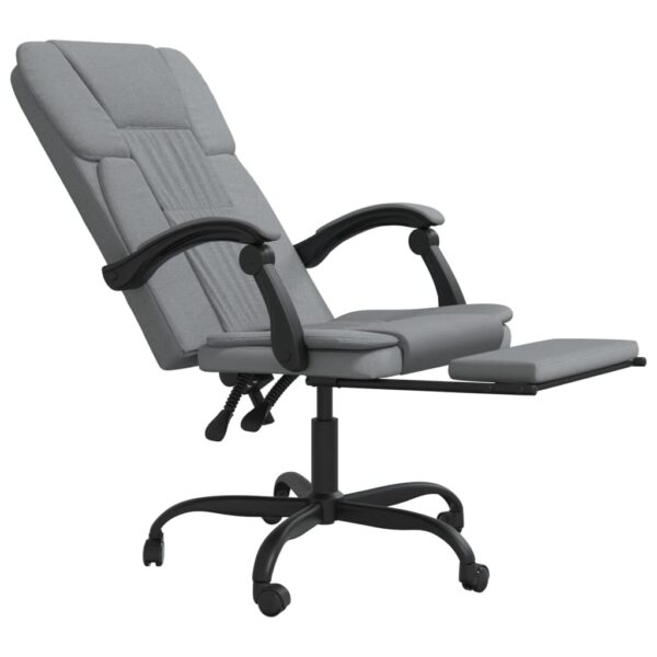 vidaXL Reclining Office Chair Light Gray Fabric - Image 6