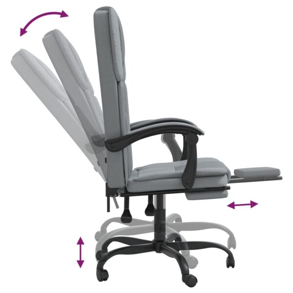 vidaXL Reclining Office Chair Light Gray Fabric - Image 8