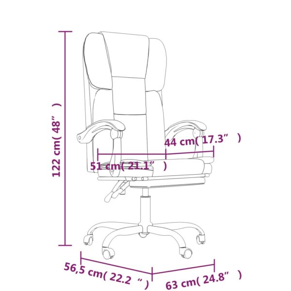 vidaXL Reclining Office Chair Light Gray Fabric - Image 11