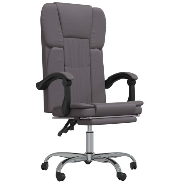 vidaXL Reclining Office Chair Gray Faux Leather - Image 2