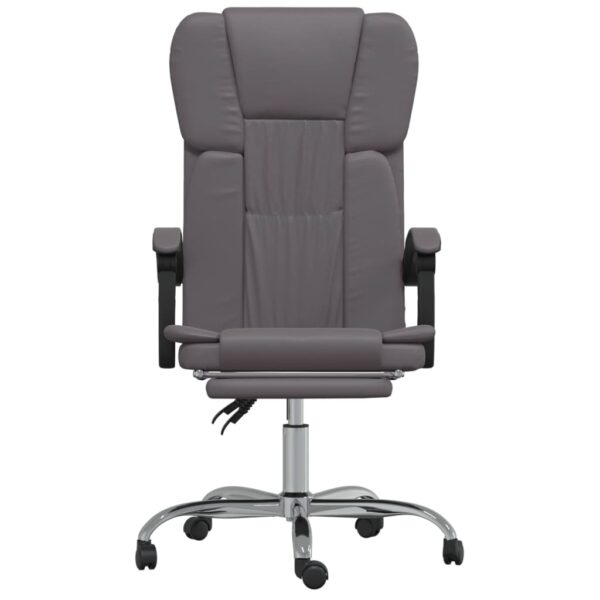 vidaXL Reclining Office Chair Gray Faux Leather - Image 3