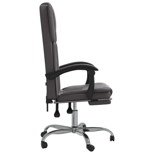 vidaXL Reclining Office Chair Gray Faux Leather - Image 4