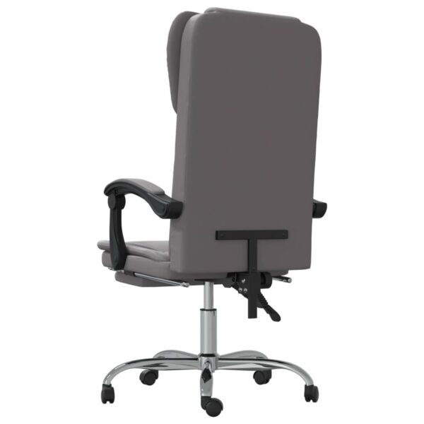 vidaXL Reclining Office Chair Gray Faux Leather - Image 5