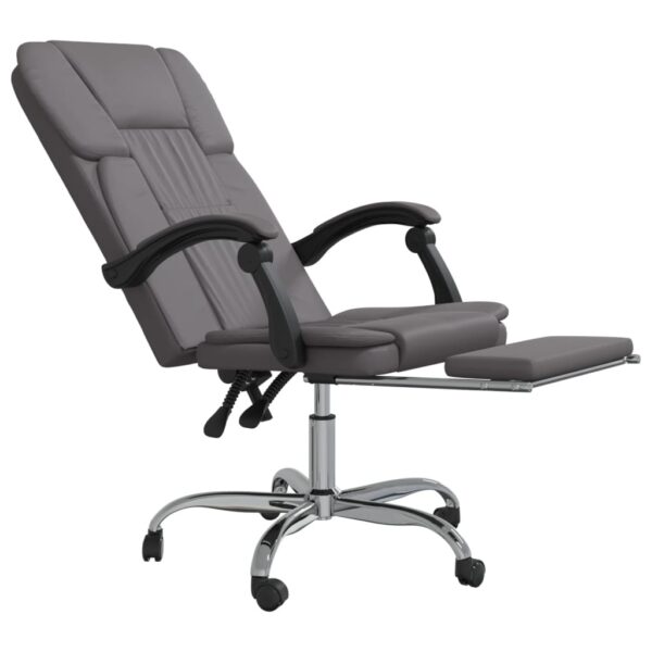 vidaXL Reclining Office Chair Gray Faux Leather - Image 6