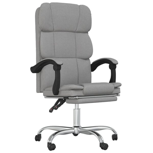 vidaXL Reclining Office Chair Light Gray Fabric - Image 2