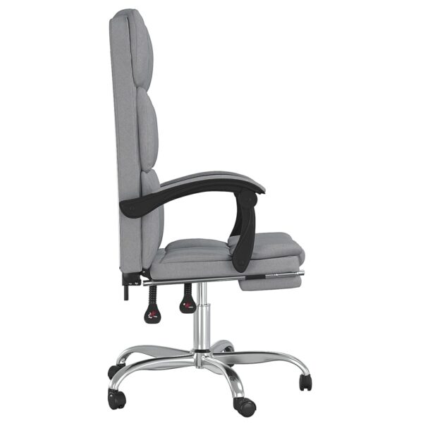 vidaXL Reclining Office Chair Light Gray Fabric - Image 4