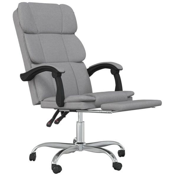 vidaXL Reclining Office Chair Light Gray Fabric - Image 6