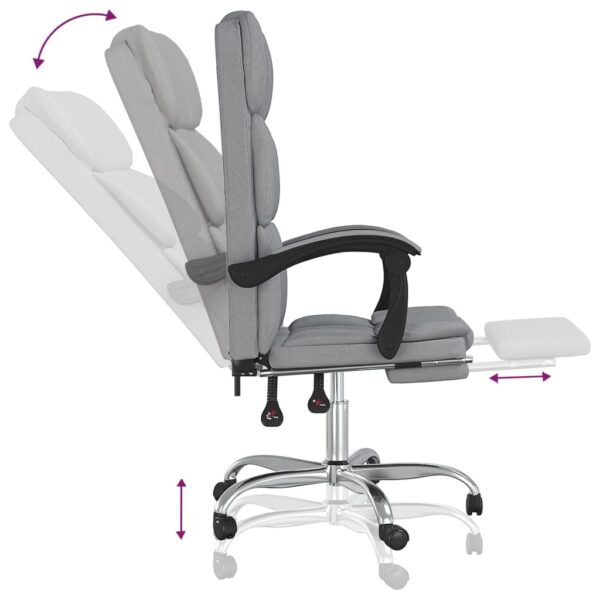 vidaXL Reclining Office Chair Light Gray Fabric - Image 8