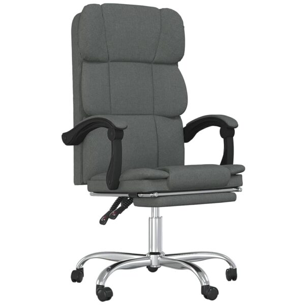 vidaXL Reclining Office Chair Dark Gray Fabric - Image 2