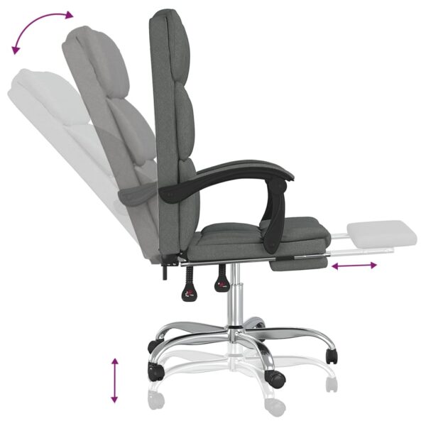 vidaXL Reclining Office Chair Dark Gray Fabric - Image 8