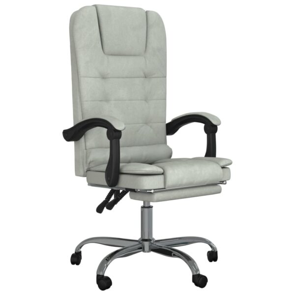 vidaXL Massage Reclining Office Chair Light Gray Velvet - Image 2