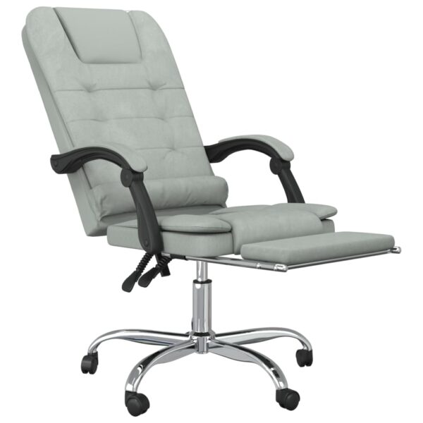 vidaXL Massage Reclining Office Chair Light Gray Velvet - Image 6