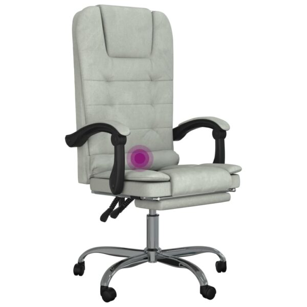 vidaXL Massage Reclining Office Chair Light Gray Velvet - Image 9