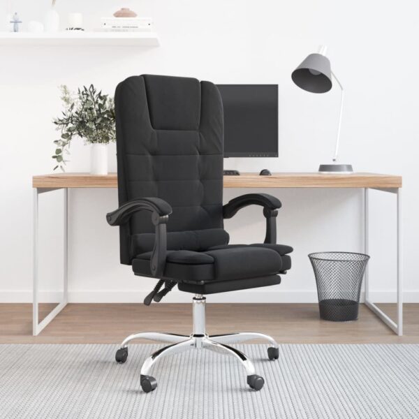 vidaXL Massage Reclining Office Chair Black Velvet