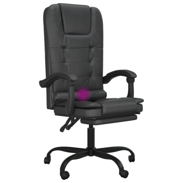 vidaXL Massage Reclining Office Chair Black Faux Leather - Image 9