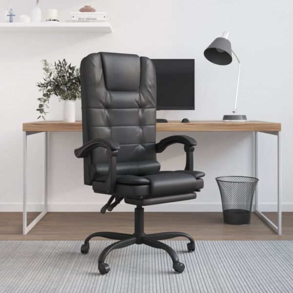 vidaXL Massage Reclining Office Chair Black Faux Leather