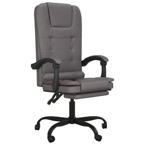 vidaXL Massage Reclining Office Chair Gray Faux Leather - Image 2