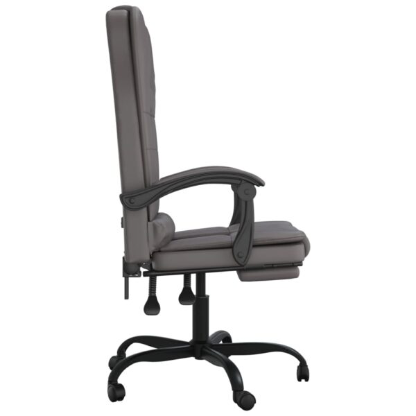 vidaXL Massage Reclining Office Chair Gray Faux Leather - Image 4