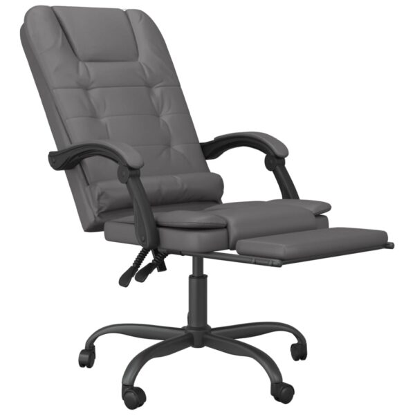 vidaXL Massage Reclining Office Chair Gray Faux Leather - Image 6