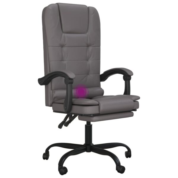 vidaXL Massage Reclining Office Chair Gray Faux Leather - Image 9