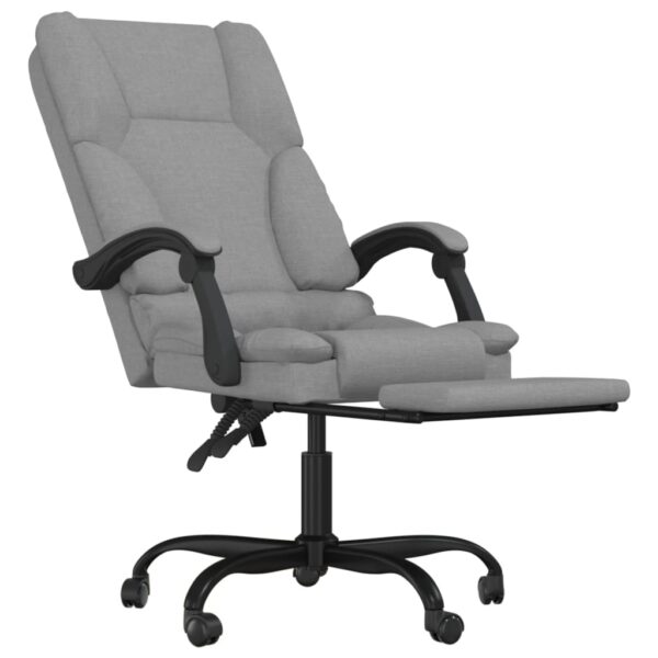 vidaXL Massage Reclining Office Chair Light Gray Fabric - Image 6