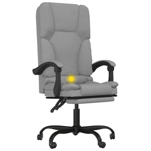 vidaXL Massage Reclining Office Chair Light Gray Fabric - Image 8