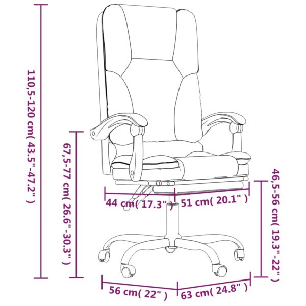 vidaXL Massage Reclining Office Chair Light Gray Fabric - Image 11