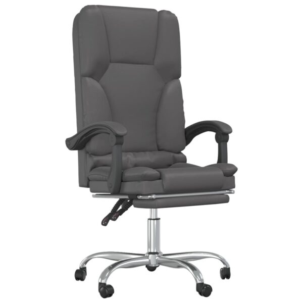 vidaXL Massage Reclining Office Chair Gray Faux Leather - Image 2