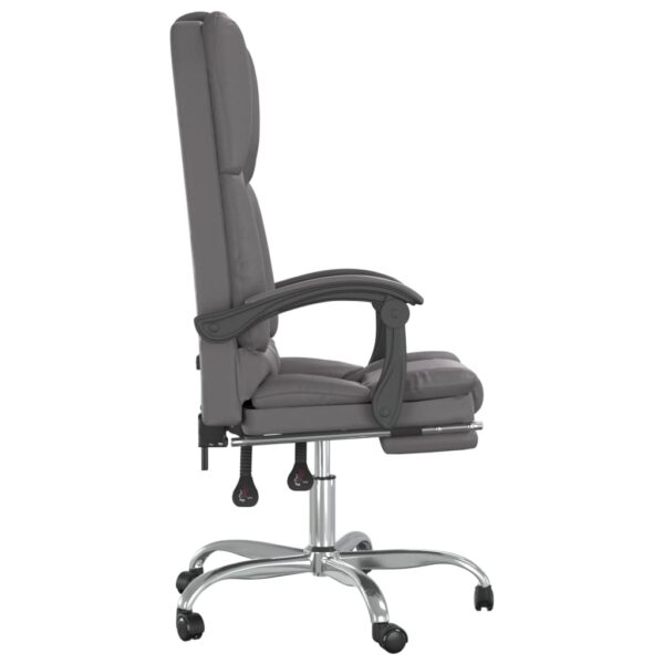 vidaXL Massage Reclining Office Chair Gray Faux Leather - Image 4