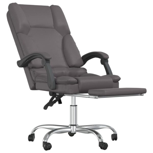 vidaXL Massage Reclining Office Chair Gray Faux Leather - Image 6