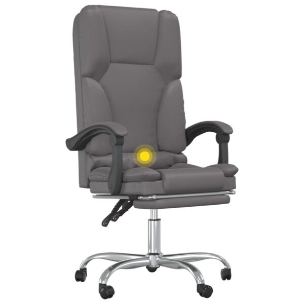 vidaXL Massage Reclining Office Chair Gray Faux Leather - Image 8