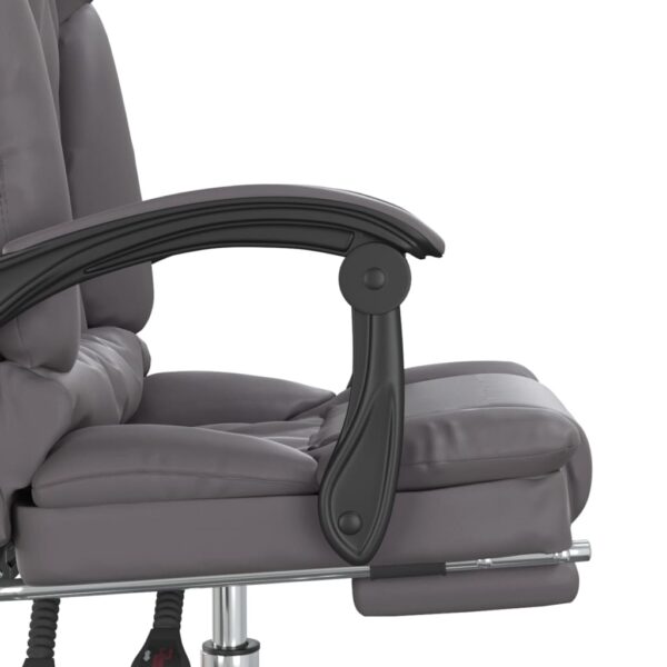 vidaXL Massage Reclining Office Chair Gray Faux Leather - Image 9